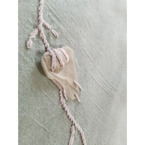 Vintage 90s Dress PS Midi Cotton Green Applique Leaves Sleeveless Jumper Pinafor - Picture 8 of 13